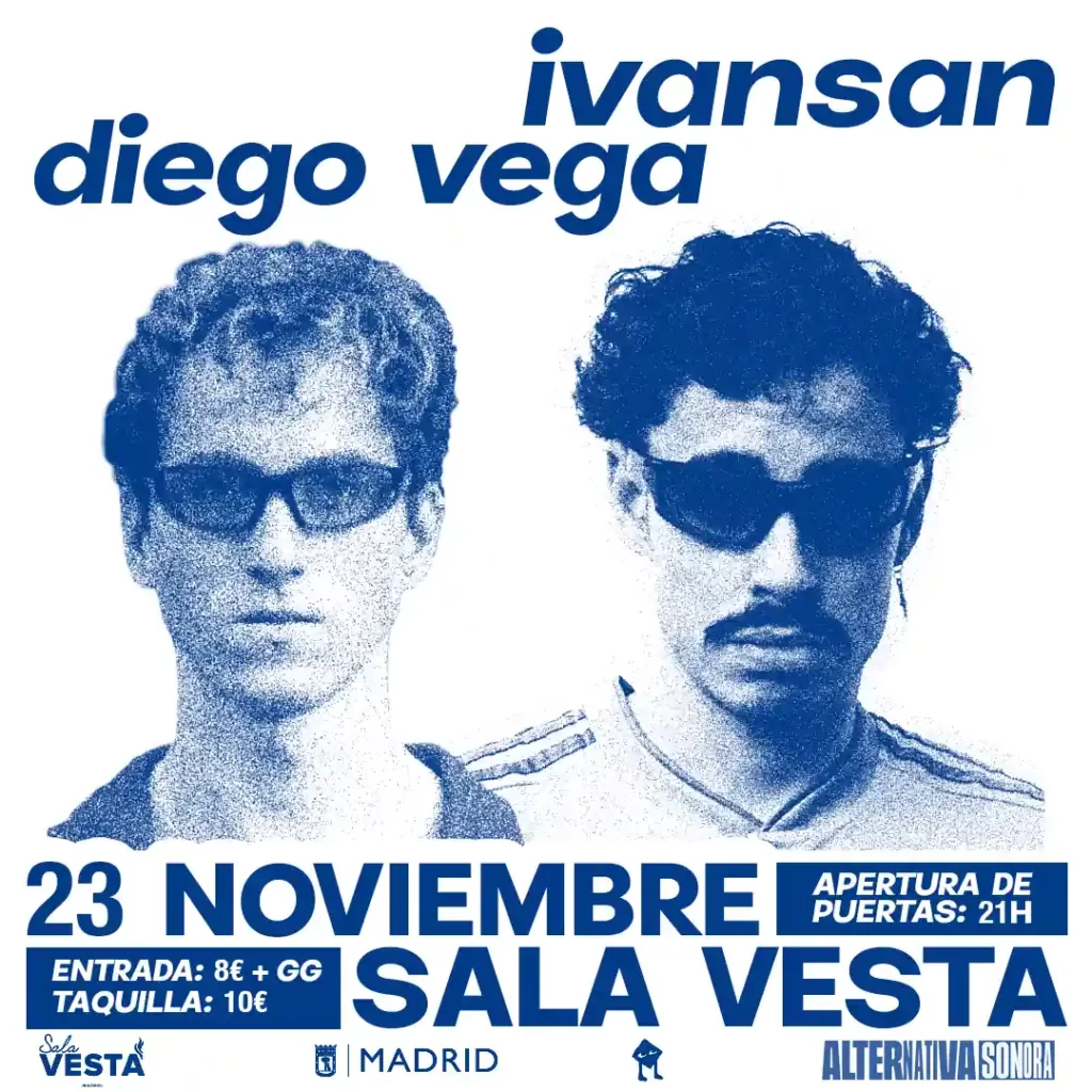 Cartel ivansan y diego vega en concierto, sala vesta, 23 de noviembre